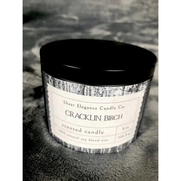 Coconut Soy Blend Candle Hand Poured  Scented Cracklin Burch 8 Ounce Tin - Picture 2 of 3
